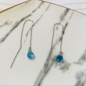 Blue Topaz drop threader earrings